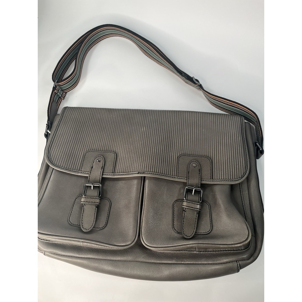 Fossil Greenville Leather Travel Courier Bag, Lead Gray Messenger bag